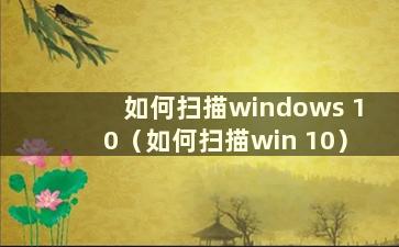 如何扫描windows 10（如何扫描win 10）